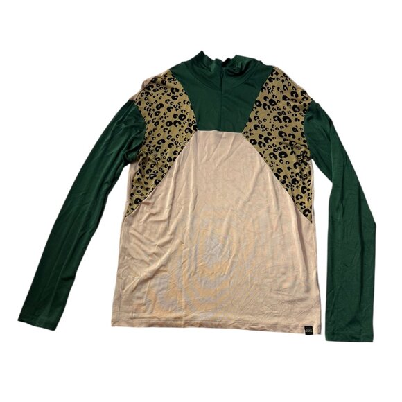 Scotch and Soda Half Zip Pullover Mixed Media Animal Print, Leopard Sz Women's M - Picture 1 of 11